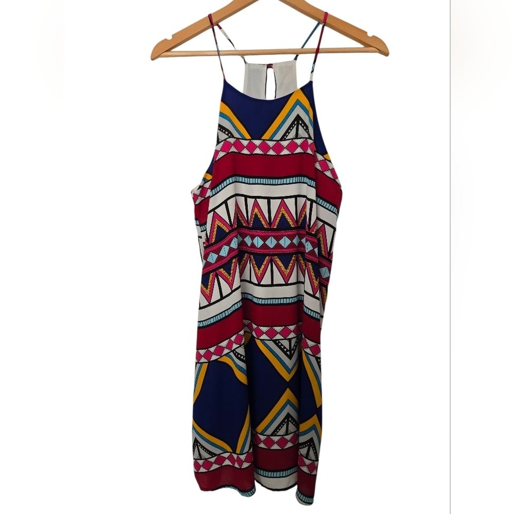 Buttons Geometric Patterned Women's Dress Size Large